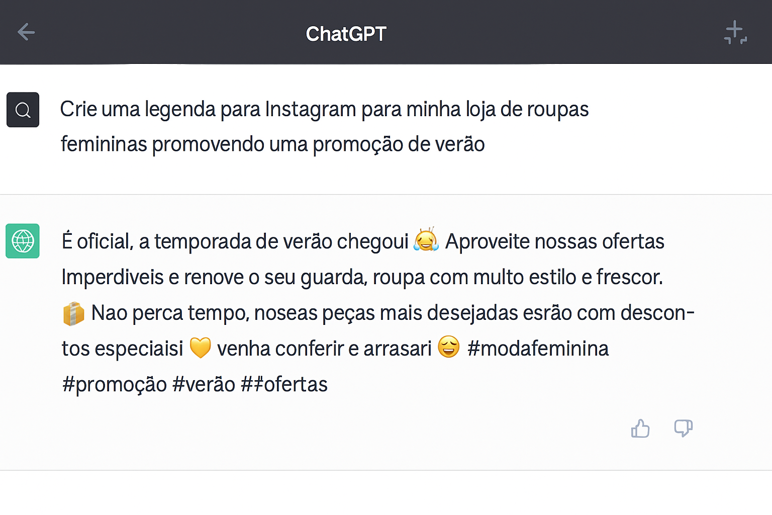 Exemplo real de uso do ChatGPT